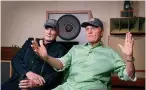  ?? Tribune News Service ?? ■ Beach Boys musicians Mike Love, left, and Bruce Johnston, right, during an interview at Spiritland in London. The Beach Boys have a new CD with the Royal Philharmon­ic Orchestra that gives a classical twist to their 1960s hits.