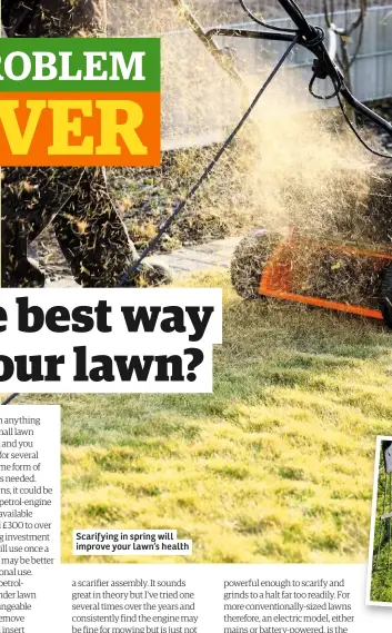  ??  ?? Scarifying in spring will improve your lawn’s health
