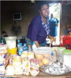  ??  ?? Mrs Eunice, one of the beneficiar­y uses her benefits to sell vegetables and other household products