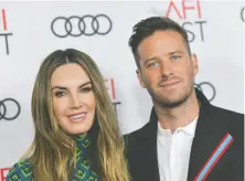  ?? CHRIS DELMAS/ GETTY IMAGES ?? Elizabeth Chambers and Armie Hammer.