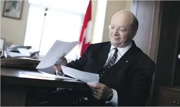  ?? DAVE CHAN / POSTMEDIA NEWS FILES ?? Former Sen. Hugh Segal provided Ontario with a basic income model last year.