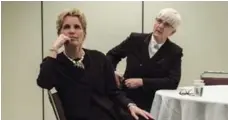  ??  ?? Wynne and partner Jane Rounthwait­e at a Liberal function in March.