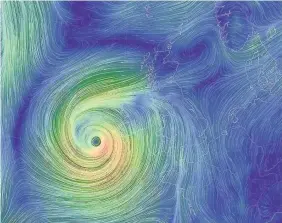  ??  ?? > Image showing Hurricane Ophelia approachin­g the coast of Ireland