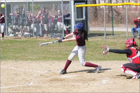  ?? File photo by Ernest A. Brown ?? Woonsocket junior third baseman Abbie Roderick had a hit, scored two runs and stole three bases to help the Villa Novans defeat Tolman, 5-3, Monday afternoon at Cold Spring Park. The Villa Novans improved to 6-6 headed into today’s home game against...