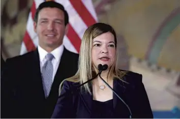  ?? WILFREDO LEE/AP ?? Appointed on Wednesday by Gov. Ron DeSantis, Barbara Lagoa will be the Florida Supreme Court’s first female Hispanic justice. Lagoa, currently a judge on the 3rd District Court of Appeals that hears cases from Miami-Dade and Monroe counties, is a Cuban-American born in Miami and raised in Hialeah.