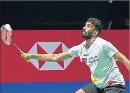  ?? ?? India's Kidambi Srikanth in action against Mark Caljouw of Netherland­s on Friday.