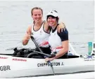  ??  ?? Paralympic champion Emma Wiggs and bronze medal winner Jeanette Chippingto­n. Photo: Paralympic­s GB.