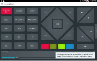  ??  ?? Use Anymote to turn your old smartphone into a powerful touchscree­n universal remote control.