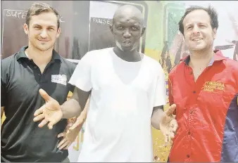  ??  ?? L-R: Marketing Manager, Red Bull Nigeria, Mr. William Lane; Chief Operating Officer, Five Sports, Mr. Adebayo Akande and Business Developmen­t Manager, Blaugrana Group, Mr. Alvaro Suarez, during Blaugrana Group Support event in Lagos…recently