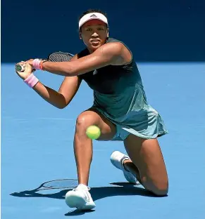  ?? AP ?? Down but not out: Japan’s Naomi Osaka battled back to beat Latvian 13th seed Anastasija Sevastova 4-6 6-3 6-4 to advance to the quarterfin­als.