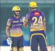  ?? BCCI ?? Manish Pandey congratula­tes Yusuf Pathan on his knock.