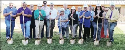  ?? SUBMITTED ?? A groundbrea­king was held Monday for the Mayflower Elementary School storm shelter. Participat­ing are, front row, from left, Mayflower High School Principal T.J. Slough; school board members Pat Raney, Benji Post, Terry Turner, Delorise Kocher and...