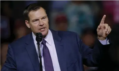  ?? Photograph: Charlie Riedel/ Associated Press ?? Kris Kobach is running for a US Senate seat that has been held by Republican­s for more than a century.