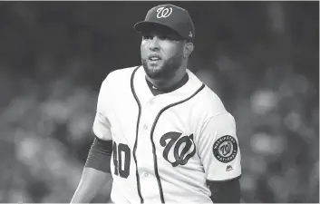  ?? ROB CARR / GETTY IMAGES ?? The Washington Nationals gave up lower prospects in the trade for Kelvin Herrera with the Royals.