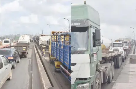  ?? Pic by Olawale Amoo ?? Traffic on Ijora-apapa Bridge, Lagos, shows no solution in sight.