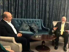  ?? PHOTO: ISRAELIPM ?? Face to face: Mr Bennett meets Chief Rabbi Ephraim Mirvis in Glasgow