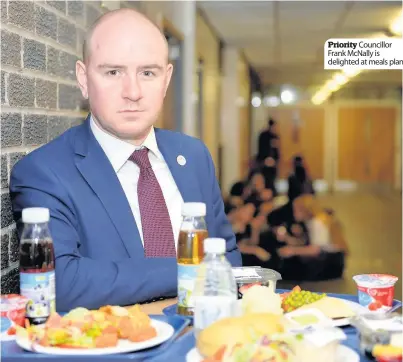  ??  ?? Priority Councillor Frank McNally is delighted at meals plan