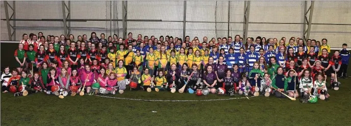  ??  ?? Players who took part in the Camogie tournament at Drogheda Leisure Centre.