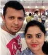  ??  ?? LEVEL-HEADED: Krishnan, seen with wife, will stay put and work in the UAE.