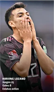  ?? ?? HIRVING LOZANO Juegos: 25 Goles: 8 Estatus: activo