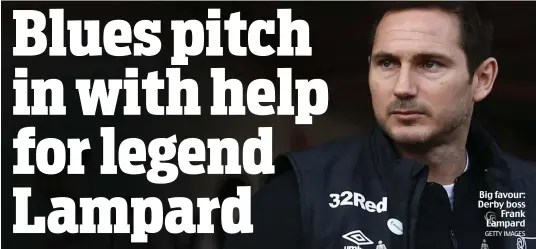  ?? GETTY IMAGES ?? Big favour: Derby boss Frank Lampard