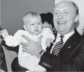  ??  ?? Oh, baby: Held aloft by Neil Kinnock at conference in 1986