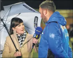  ?? Picture: Andy Jones FM4633129 ?? Jay Saunders shares his thoughts on the derby defeat with BT Sport’s Natalie Quirk
