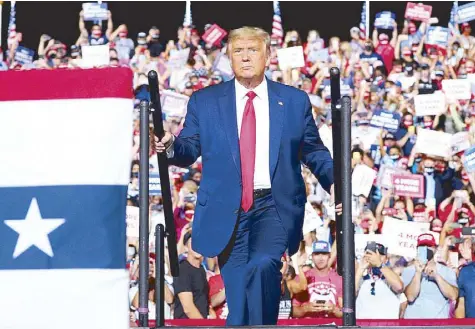  ?? REUTERS ?? US President Donald Trump holds a campaign rally in Gastonia, North Carolina on Wednesday.