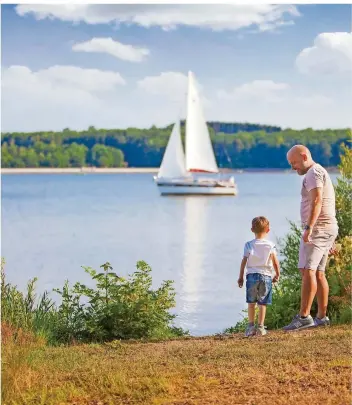  ?? FOTO: FREIZEITZE­NTRUM BOSTALSEE/FRANK RAUBER ?? Der Bostalsee ist ein beliebtes Ausflugszi­el in der Region. Ob Familien- oder Radtour, Segeln oder Schwimmen – Urlaub zu Hause ist hier gut möglich.