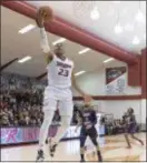  ?? JOHN BLAINE — FOR THE TRENTONIAN ?? Rider’s Stevie Jordan (23) scores a basket against Robert Morris during Saturday afternoon’s game.