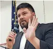  ??  ?? State Sen. Ralph Shortey, R-Oklahoma City, takes questions at a town hall meeting this year.[PHOTO BY DALEDENWAL­T, THE OKLAHOMAN ARCHIVES]