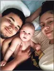  ?? Contribute­d photo ?? Angel Rodriguez, 21, was found dead in New Haven Monday. Here, Rodriguez is with his son, Angel Jr., and girlfriend Samantha Torres.