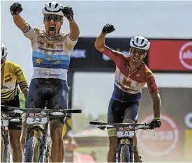  ?? /Nick Muzik/Cape Epic ?? Winning effort: Wout Alleman, white top, and Hans Becking win stage 1 of the Absa Cape Epic near Tulbagh on Monday.