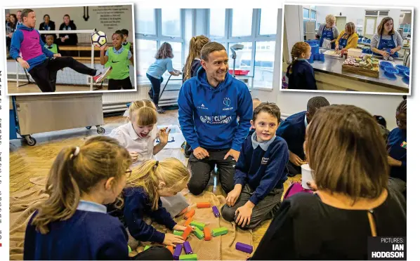  ?? PICTURES: IAN HODGSON ?? Full English: Huddersfie­ld’s Breakfast Club has given children a healthy start to the day — something that hasn’t always been the case — as well as keeping some of the club’s Premier League stars, including Chris Lowe (above and top left), on their...