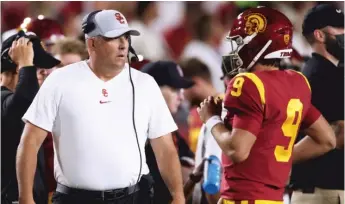  ?? GETTY IMAGES ?? Clay Helton went 46-24 in seven-plus seasons, including a Rose Bowl win to cap the 2016 season.