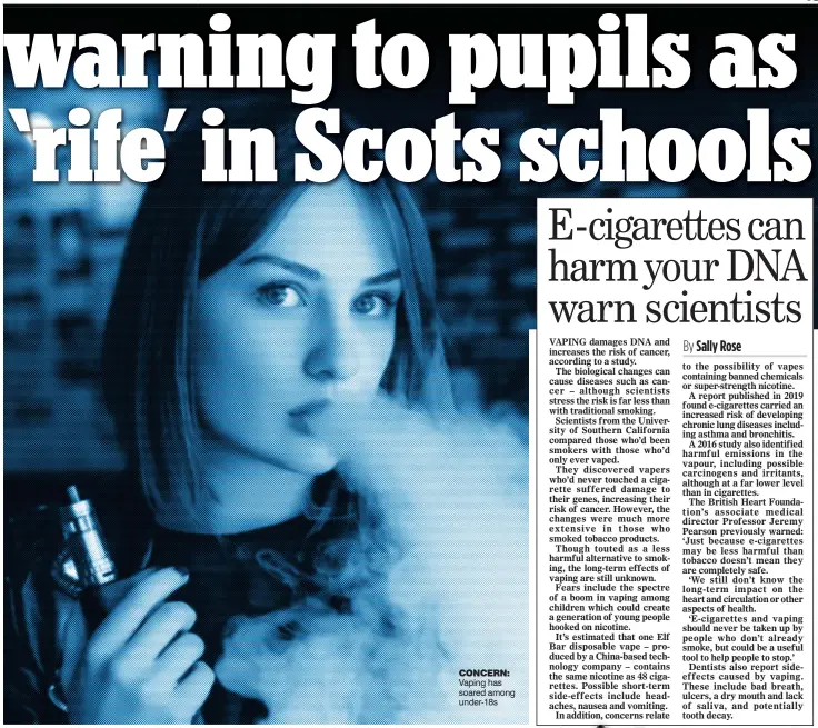  ?? ?? CONCERN: Vaping has soared among under-18s