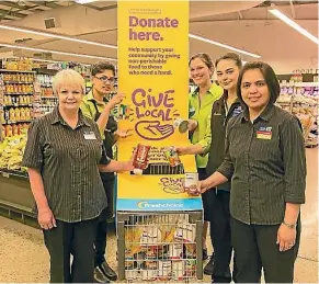  ??  ?? From left, Wendy Harpur, Bhumika Dhakal, Shelly Hermon, Emma Taumoepeau and Mary Ann De Jesus supporting the SuperValue and FreshChoic­e Give Local campaign.