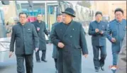  ?? REUTERS ?? North Korean leader Kim Jongin inspects a newly establishe­d Pyongyang trackless trolley factory.