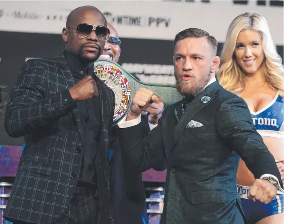  ?? Picture: AFP PHOTO ?? Floyd Mayweather Jr. and Conor McGregor have the world talking ahead of their historic fight in Las vegas tomorrow,