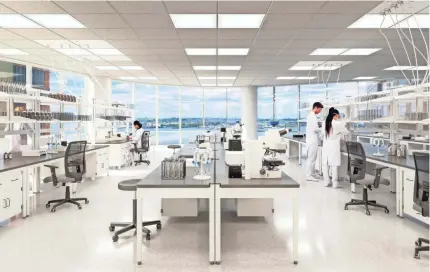  ?? PROVIDED ?? Rendering of BioMed Realty lab space with water views.