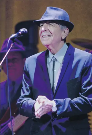  ?? JOHN KENNEY ?? The memorial show will take place on the eve of the first anniversar­y of Leonard Cohen’s passing.