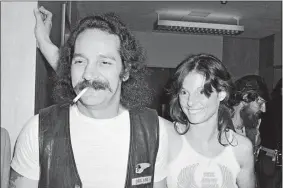  ?? AP FILE PHOTO ?? Hells Angels founder Ralph “Sonny” Barger and his wife Sharon are shown in 1980 after his release on $100,000 bond in San Francisco. Barger, the leather-clad figurehead of the notorious Hells Angels motorcycle club, has died at age 83.