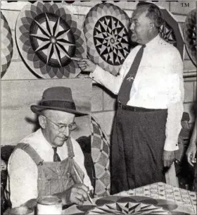  ??  ?? At right is Dr. Alfred L. Shoemaker, the founder of the Kutztown Folk festival. At left is Hex Sign artist Milt Hill.