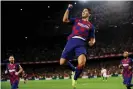  ?? Photograph: Albert Gea/Reuters ?? Luis Suárez celebrates after scoring for Barcelona against Sevilla in October 2019.