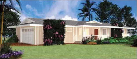  ?? ?? Renderings courtesy of Peter Savio
The largest models in the Koa Waena developmen­t would include four bedrooms and two and a half bathrooms.