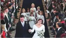  ?? AFP ?? Princess Eugenie and Jack Brooksbank at the end of their wedding ceremony yesterday.