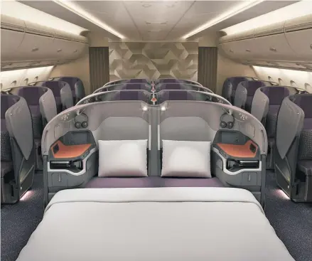  ??  ?? New Singapore Airlines A380, business class.