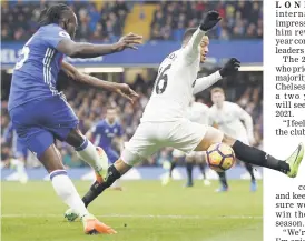  ?? — Reuters photo ?? Chelsea’s Victor Moses in action with Swansea City’s Martin Olsson in this file photo.