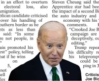  ?? ?? Criticised... Joe Biden