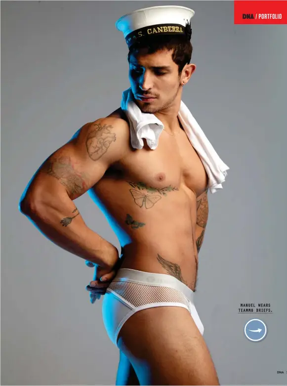  ??  ?? MANUEL WEARS TEAMM8 BRIEFS.